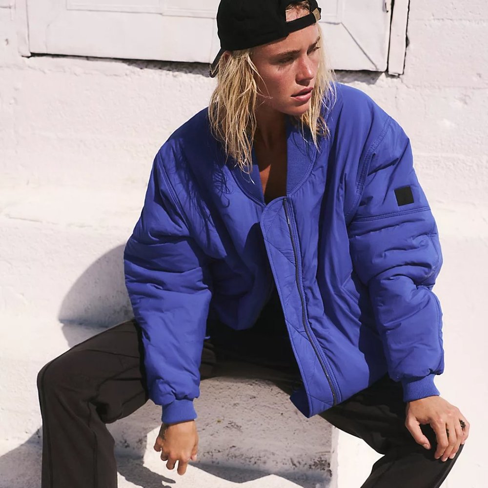 Midnight Moon Solid Bomber Jacket in Electric Cobalt Blue - SOLD OUT